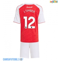 Camisa de time de futebol Arsenal Jurrien Timber #12 Replicas 1º Equipamento Infantil 2025-26 Manga Curta (+ Calças curtas)